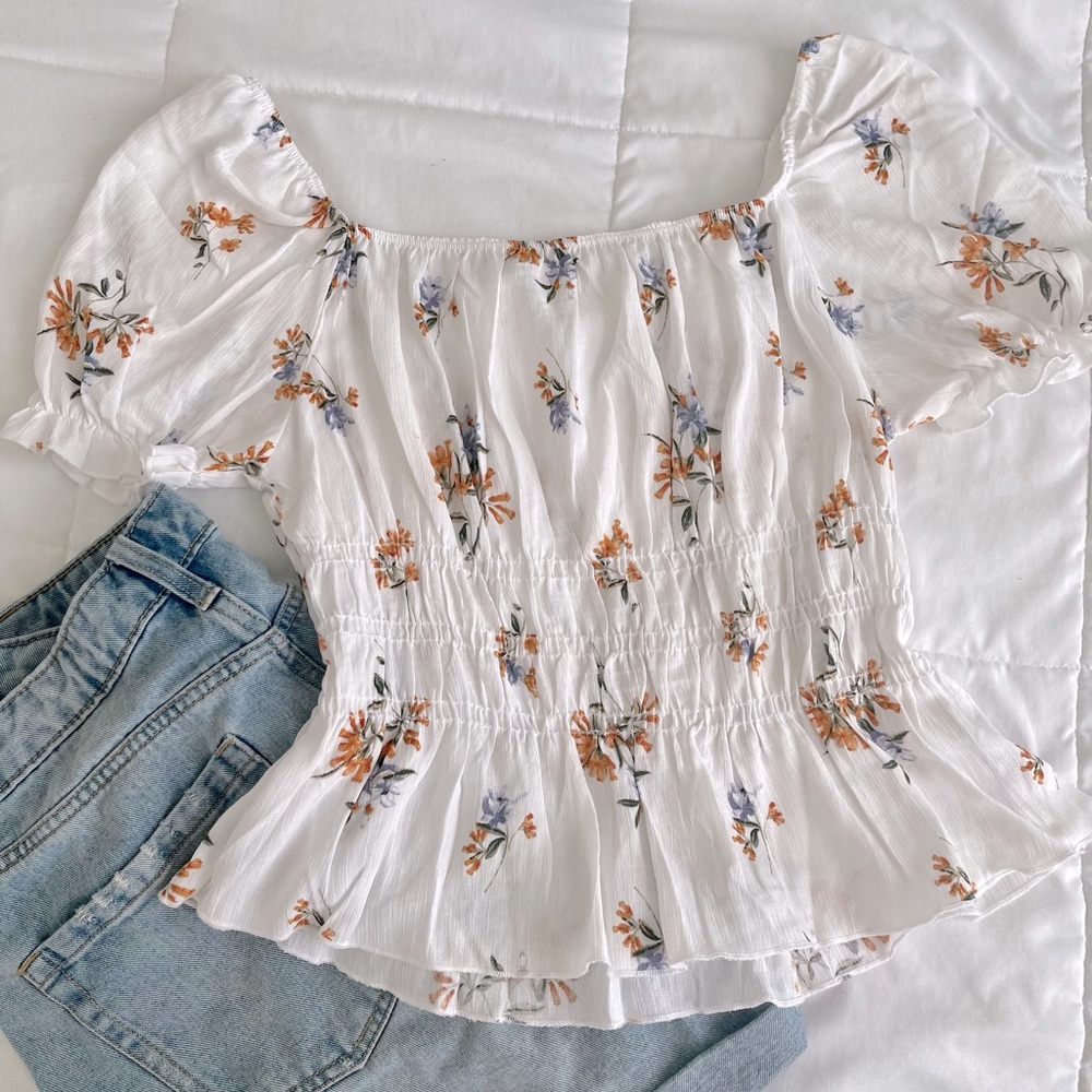 White Ruffle Cottagecore Top